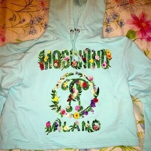 MOSCHINO double question mark floral hoodie
